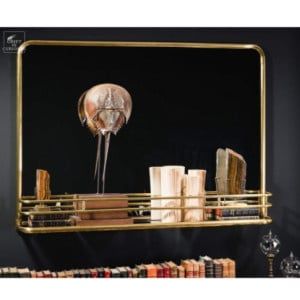 RECTANGULAR MIRROR W ITH BRASS GALLERY