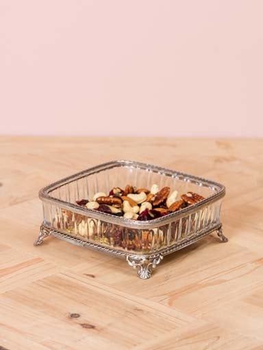 DISH SQUARE ON ENGRAVED METAL BASE