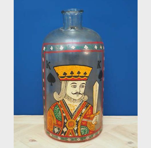 HANDPRINTED KING OF SPADES GLASS BOTTL