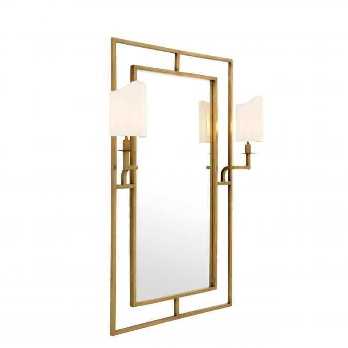 MIRROR ASTAIRE WITH LAMPS VINTAGE BRASS FINISH