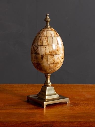 DECORATIVE BONE EGG ON STAND