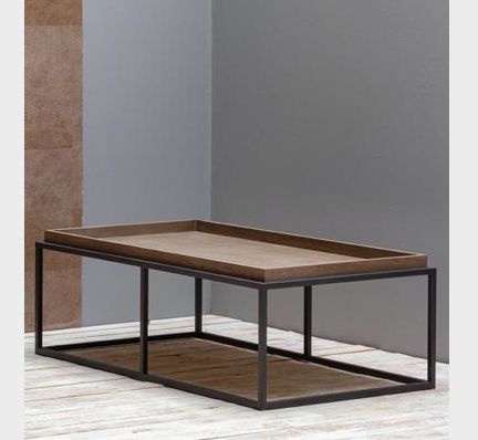 COFFEE TABLE BLACK IRON &amp; WOOD