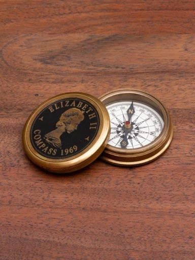 ELIZABETH II BRASS COMPASS