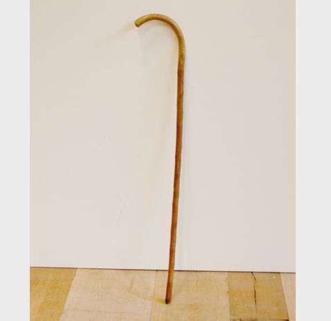 OLD WALKING STICK WITH BADGES