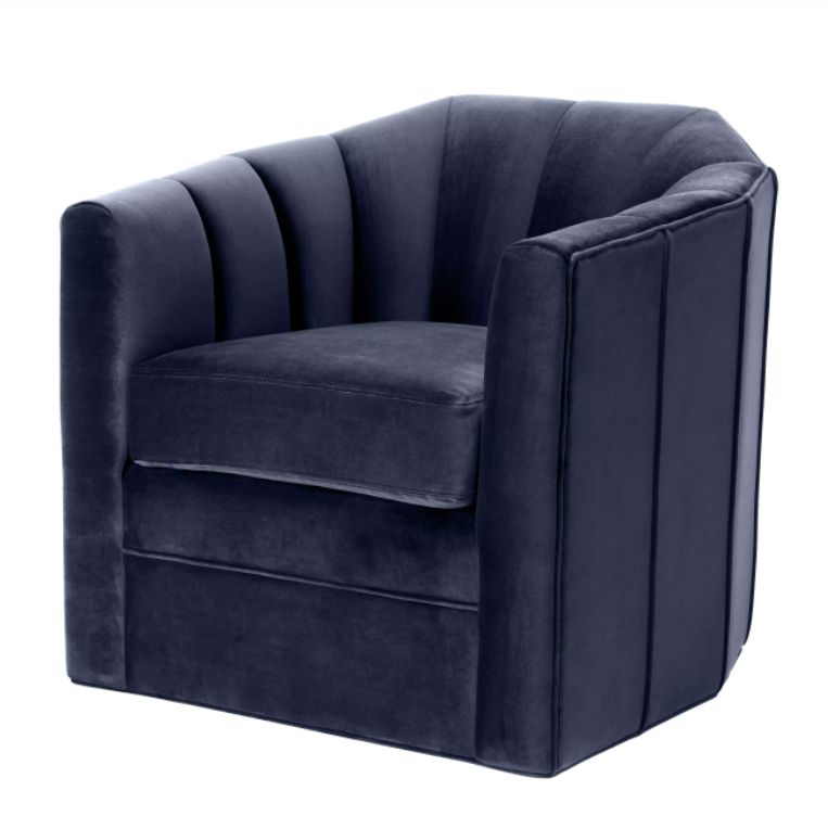 SWIVEL CHAIR DELANCEY SAVONA MIDNIGHT BLUE VELVET