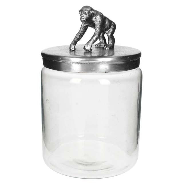 GLASS JAR WITH MONKEY LID