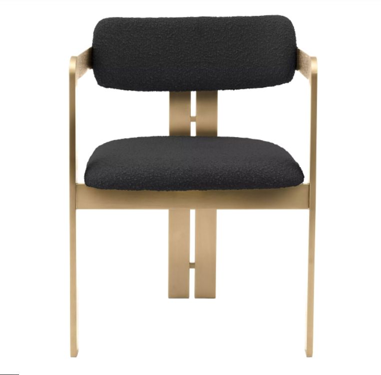 DINING CHAIR DONATO BRUSHED BRASS FINISH BOUCLÉ