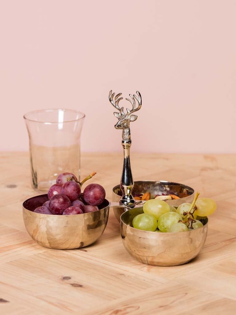 THREE APPETIZER BOWLS WITH DEER HANDLE