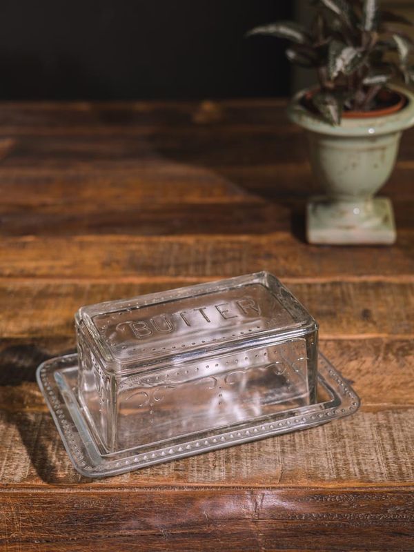 GLASS BUTTER DISH BUTTER