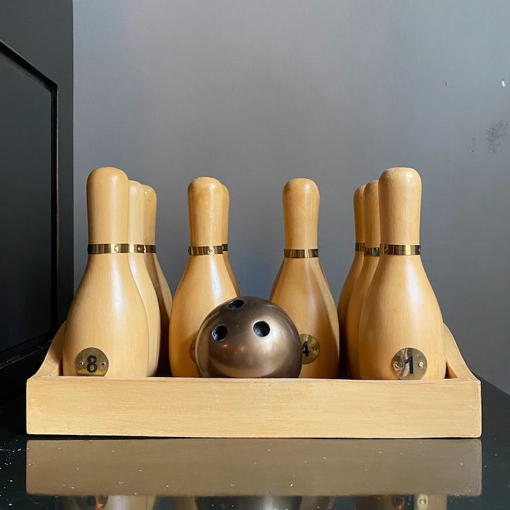 WOODEN BALLING GAME ON TRAY