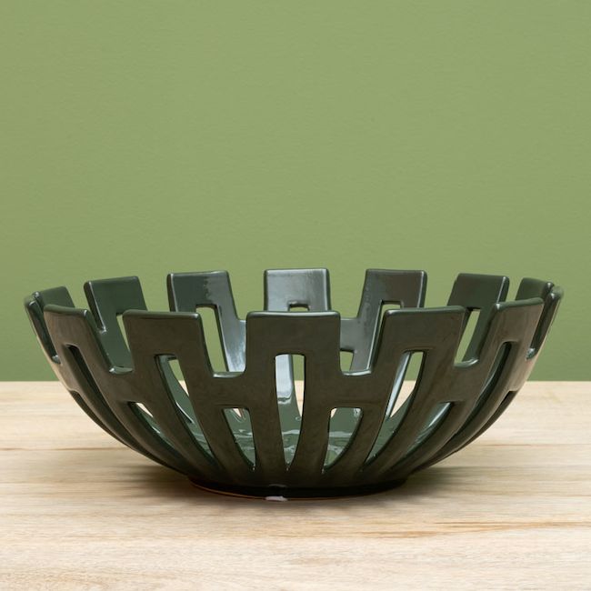GREEN CERAMIC BASKET