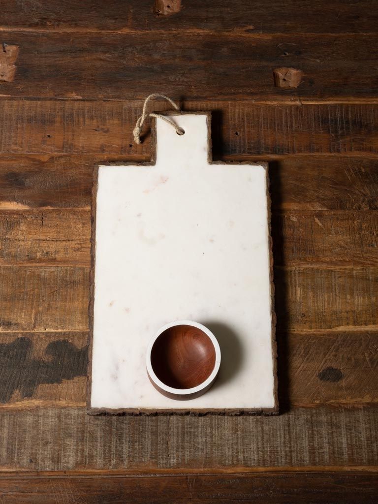 MARBLE CHOPPING BOARD WITH WOODEN DIP CUP