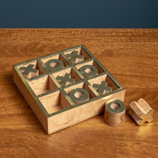 TIC TAC TOE GAME BRASS AND MANGO