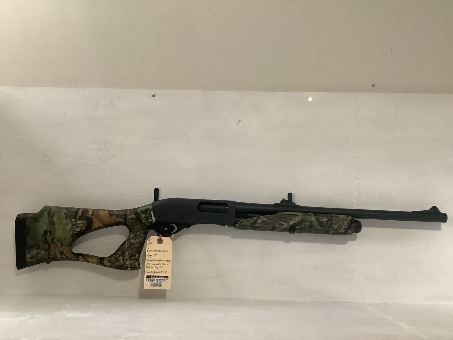 Remington Model 870 12ga 3&quot; 20&quot; Barrel With Rifled Sights Camo Thumbhole Stock