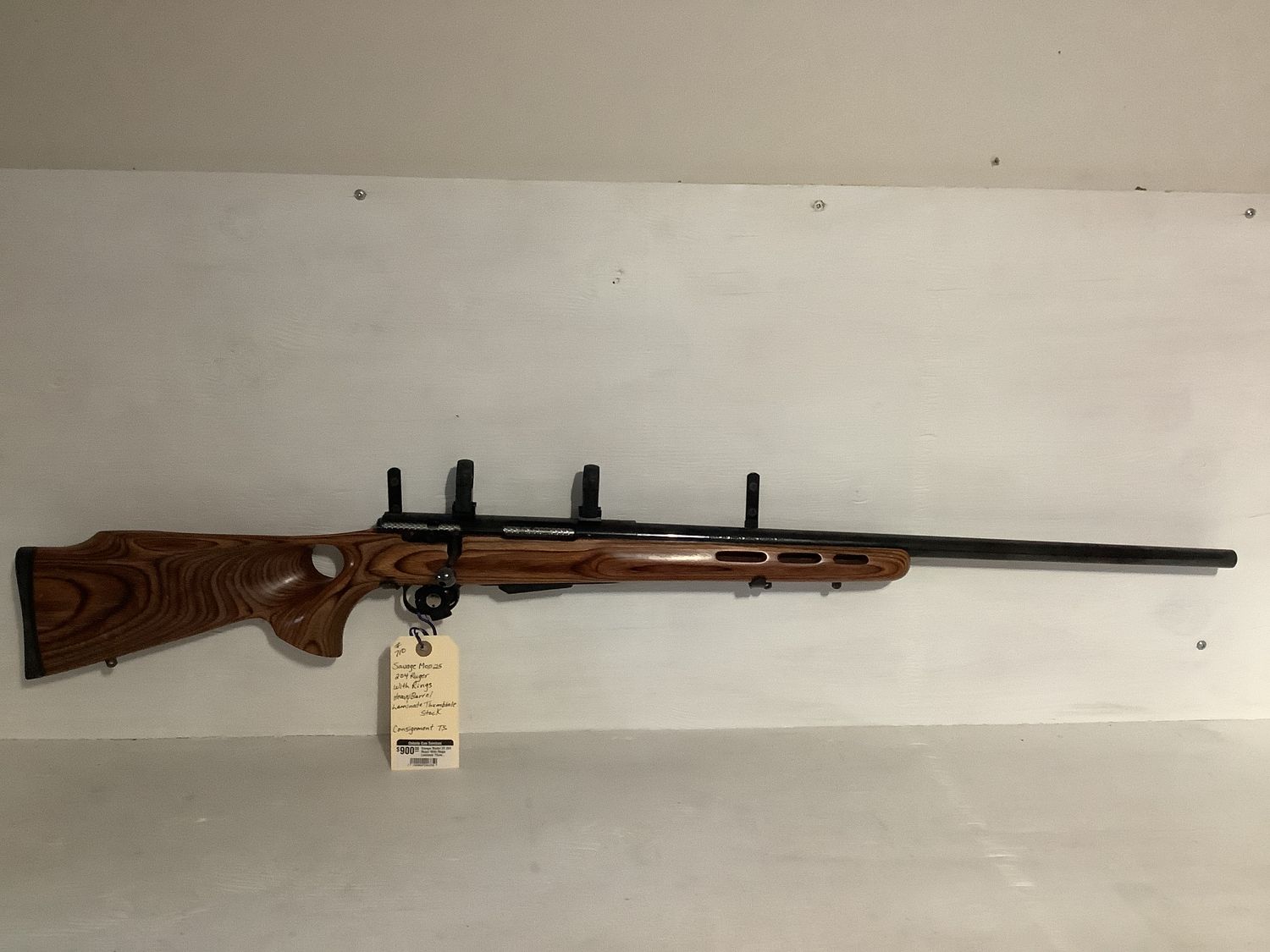 Savage Model 25 204 Ruger With Rings Laminate Thumbhole Stock Heavy Barrel Savage Model 25 204 Ruger With Rings Laminate Thumbhole Stock Heavy Barrel