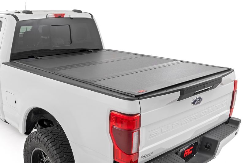 Rough Country Hard Tri-Fold Flip Up Bed Cover 6'10" Bed | Ford F-250/F-350 Super Duty (17-25) - 49220651