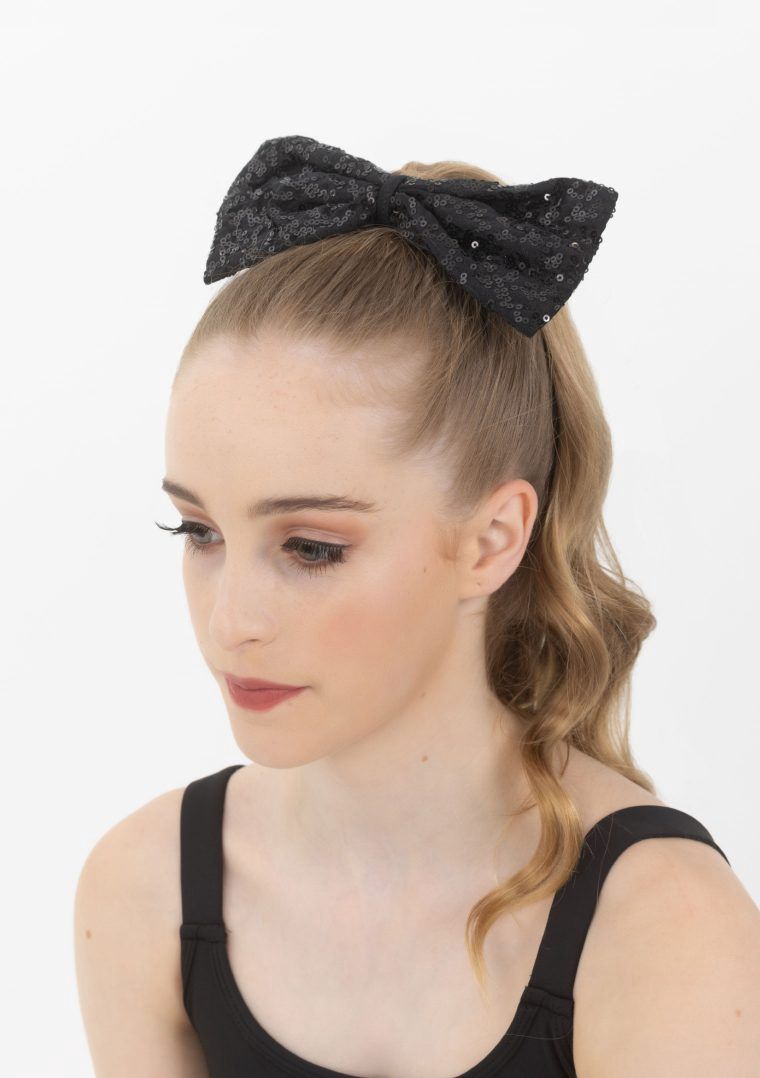 Sequin Hairbow, Colour: Black, Size: Small
