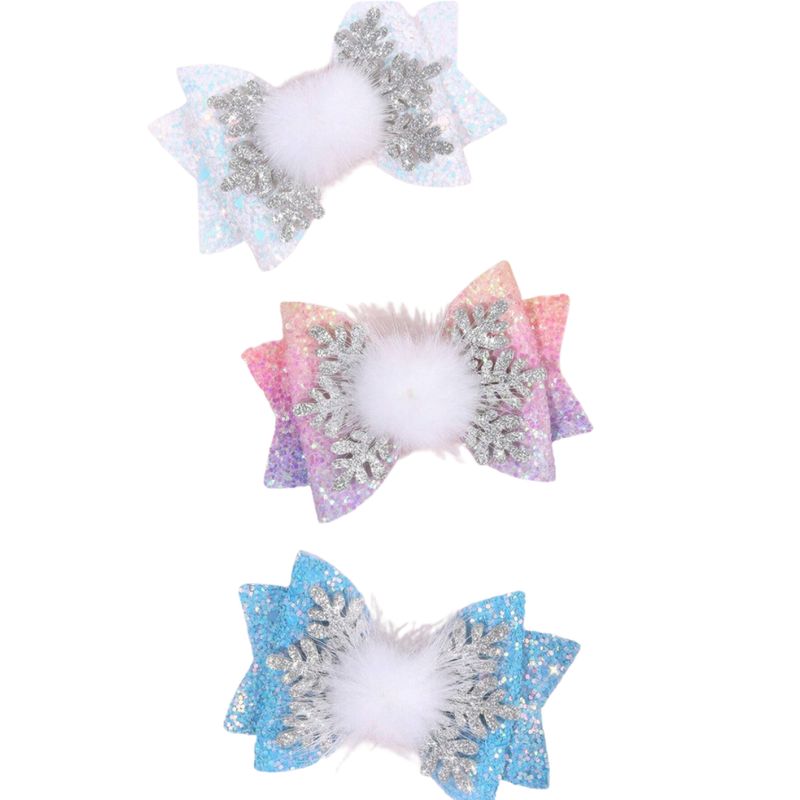 Snowflake Bow Hair Clips