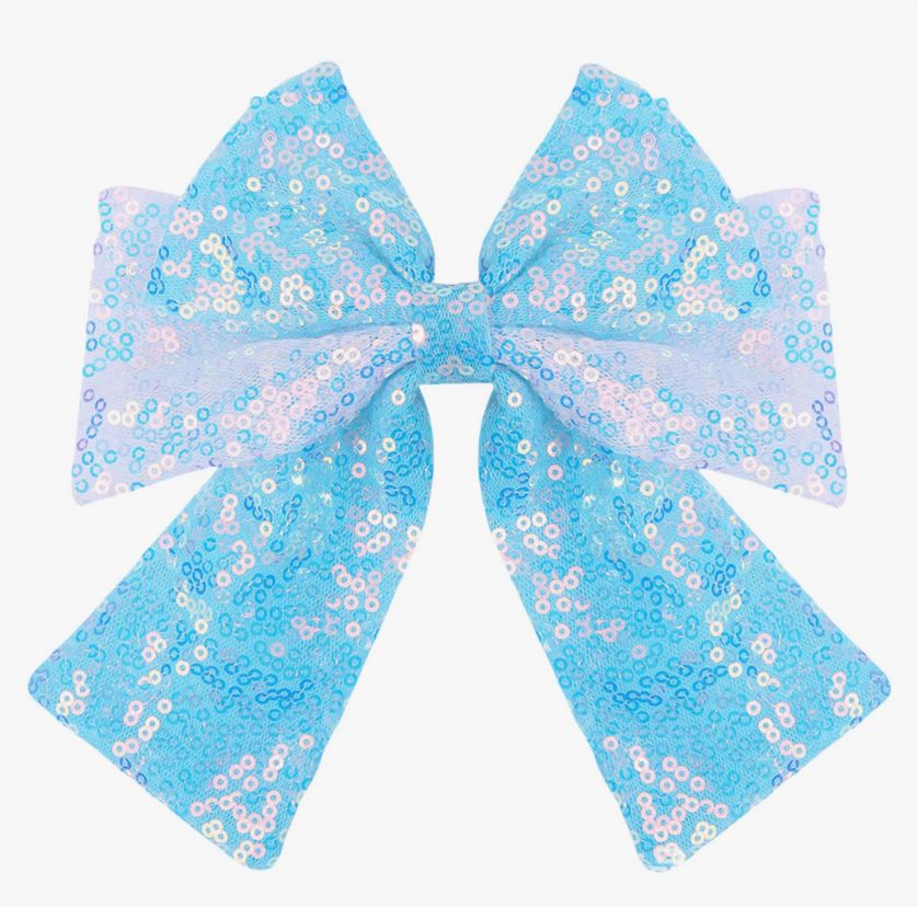 Sequin Bow Clips, Colour: Ice Blue