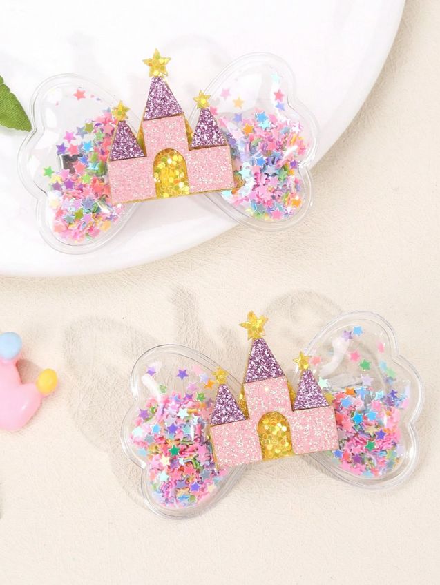 Confetti Bow Clips, Type: Castles