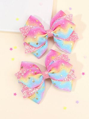 Rainbow Glitter Hair Clips