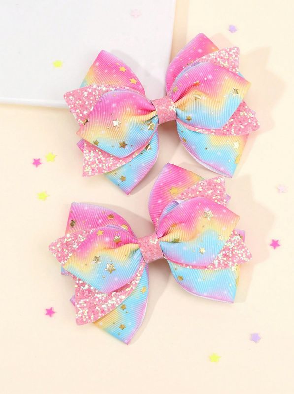 Rainbow Glitter Hair Clips