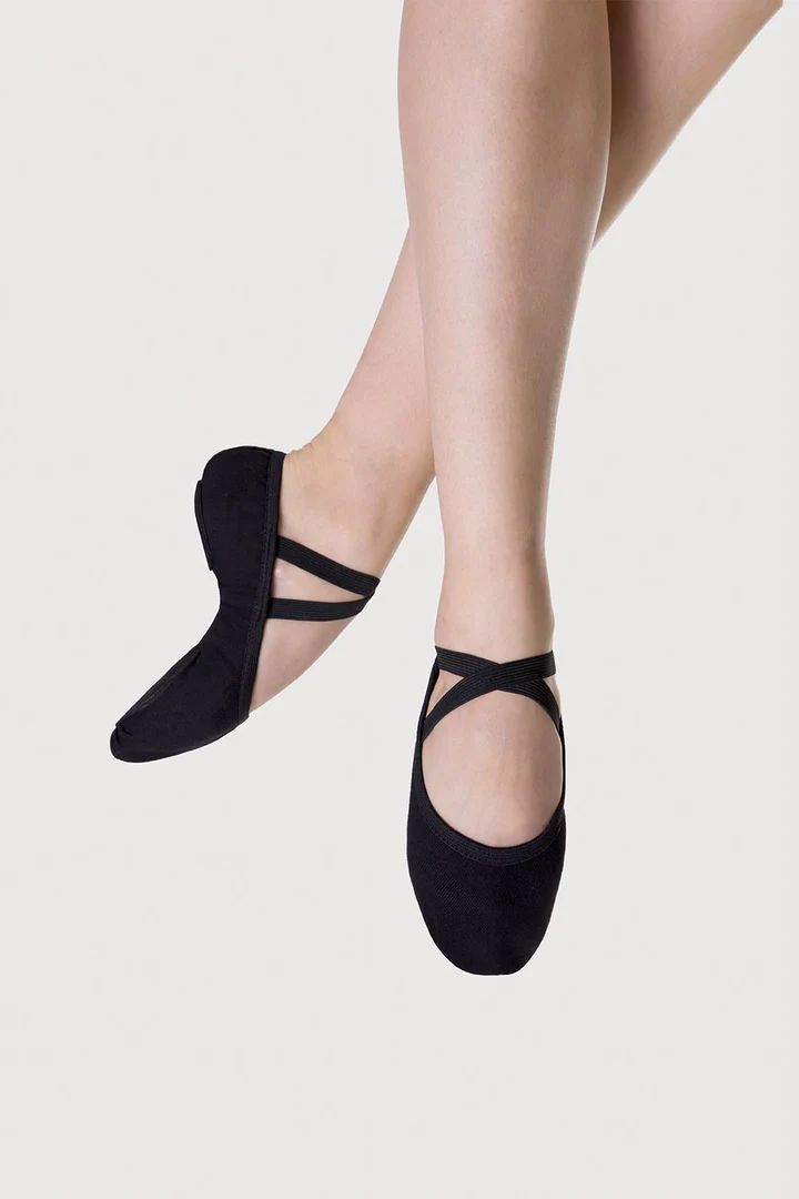 Bloch Performa Canvas Ballet Flats- Child, Colour: Black, Size: 12, Width: D