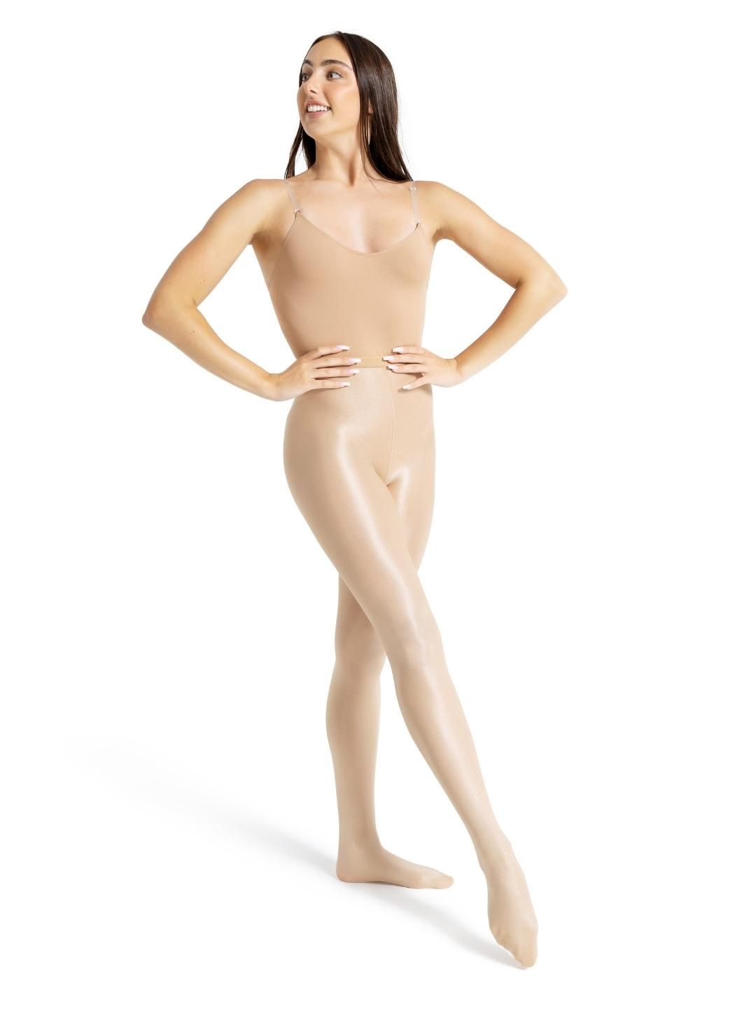 Ultra Shimmery Footed Tights, Colour: Caramel, Size: Adult Small