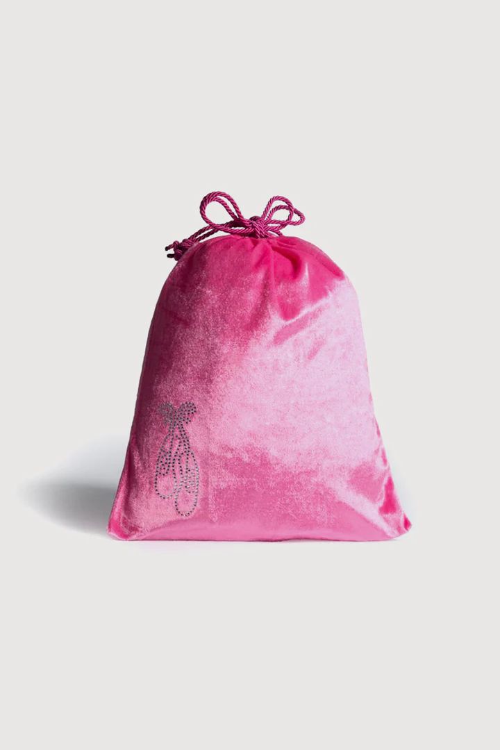Bloch Velvet Draw String Shoe Bag, Colour: Hot Pink