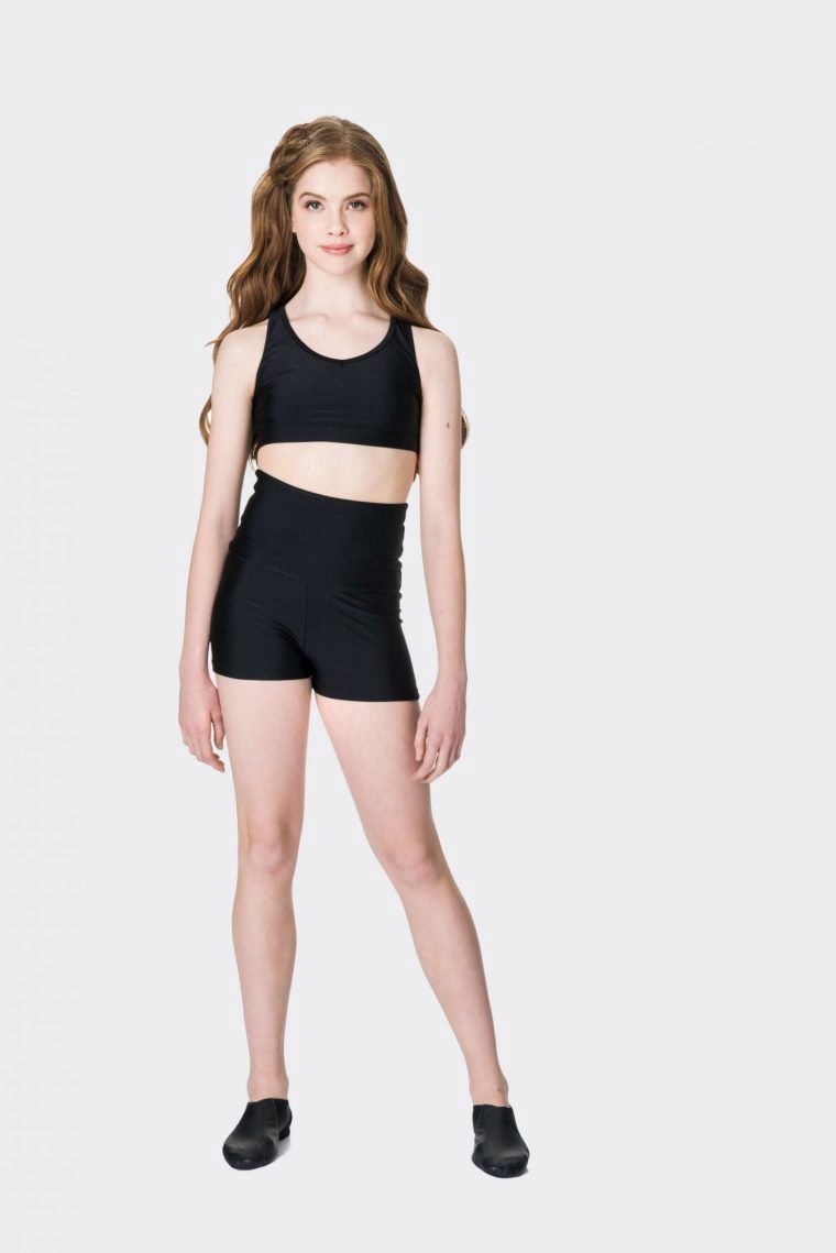 High Waisted Shorts, Colour: Black, Size: Child X Small