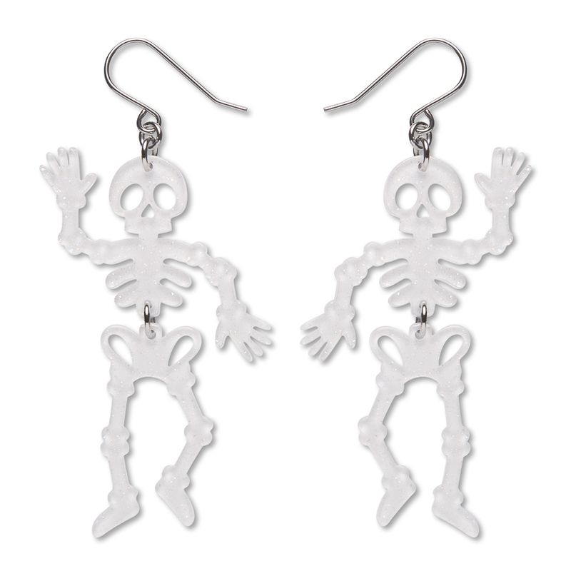 Dancing Skeletons Drop Earrings - White