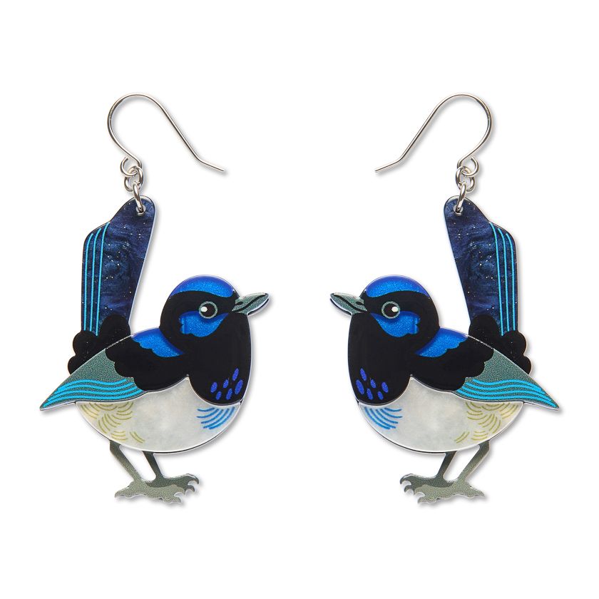 Superb Fairy Wren Drop Earrings