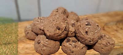 Vegan haver-spelt chocolade koekjes (circa 15 koekjes)