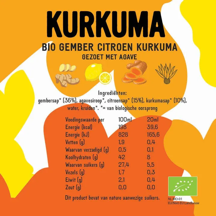 Biologisch Gember Sap met Kurkuma 200ml