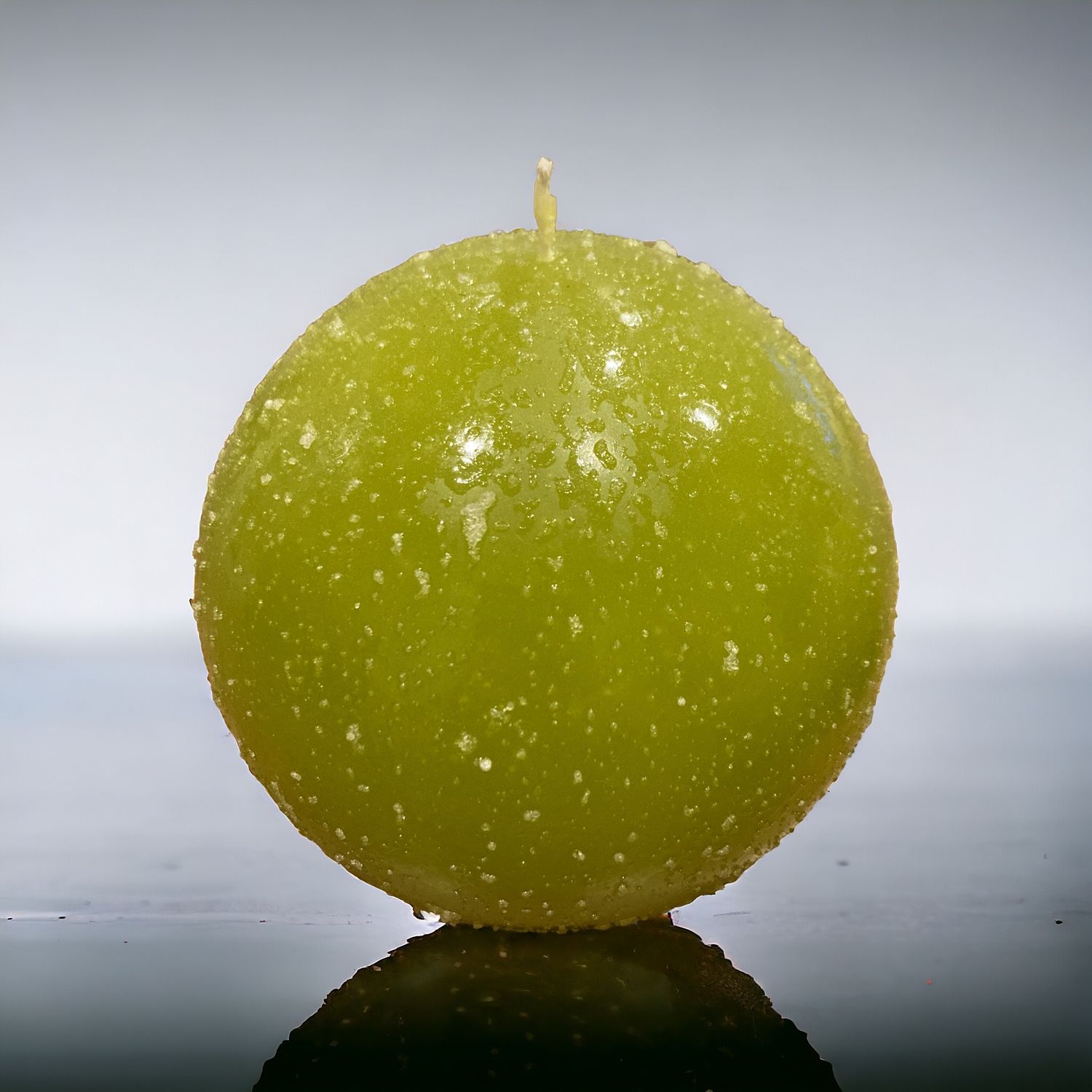 Bougie ronde verte effet givré