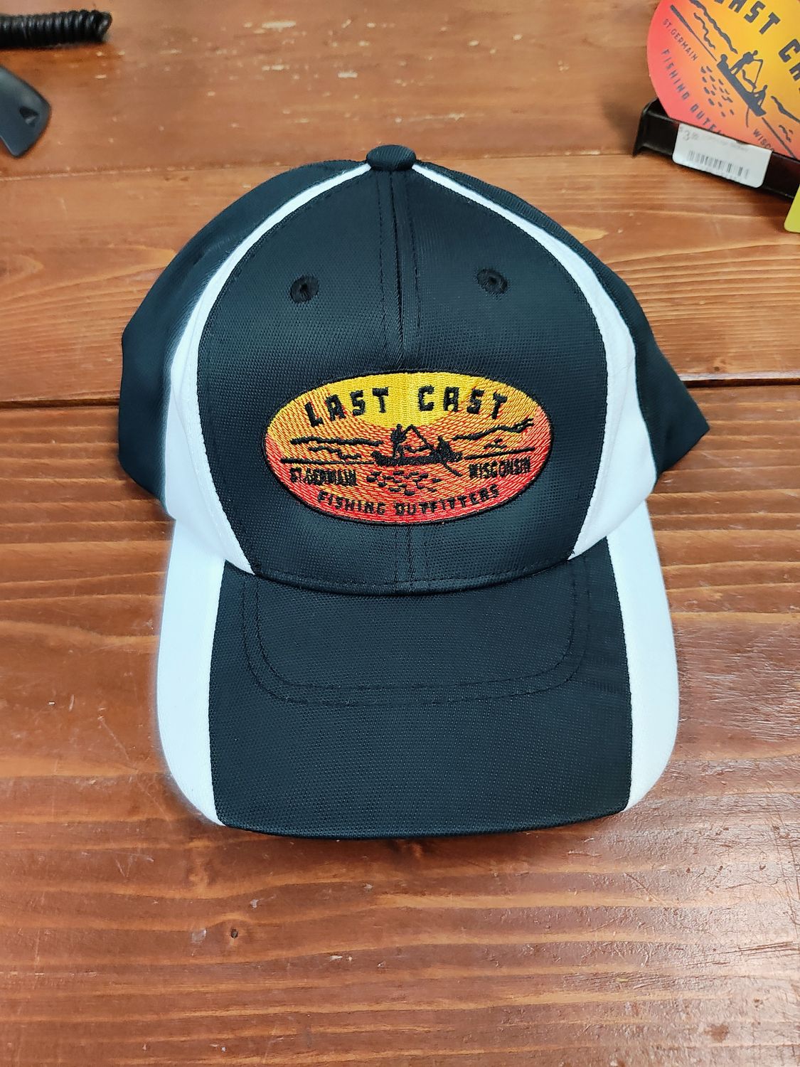 Last Cast Logo Black and White Hat Youth Size