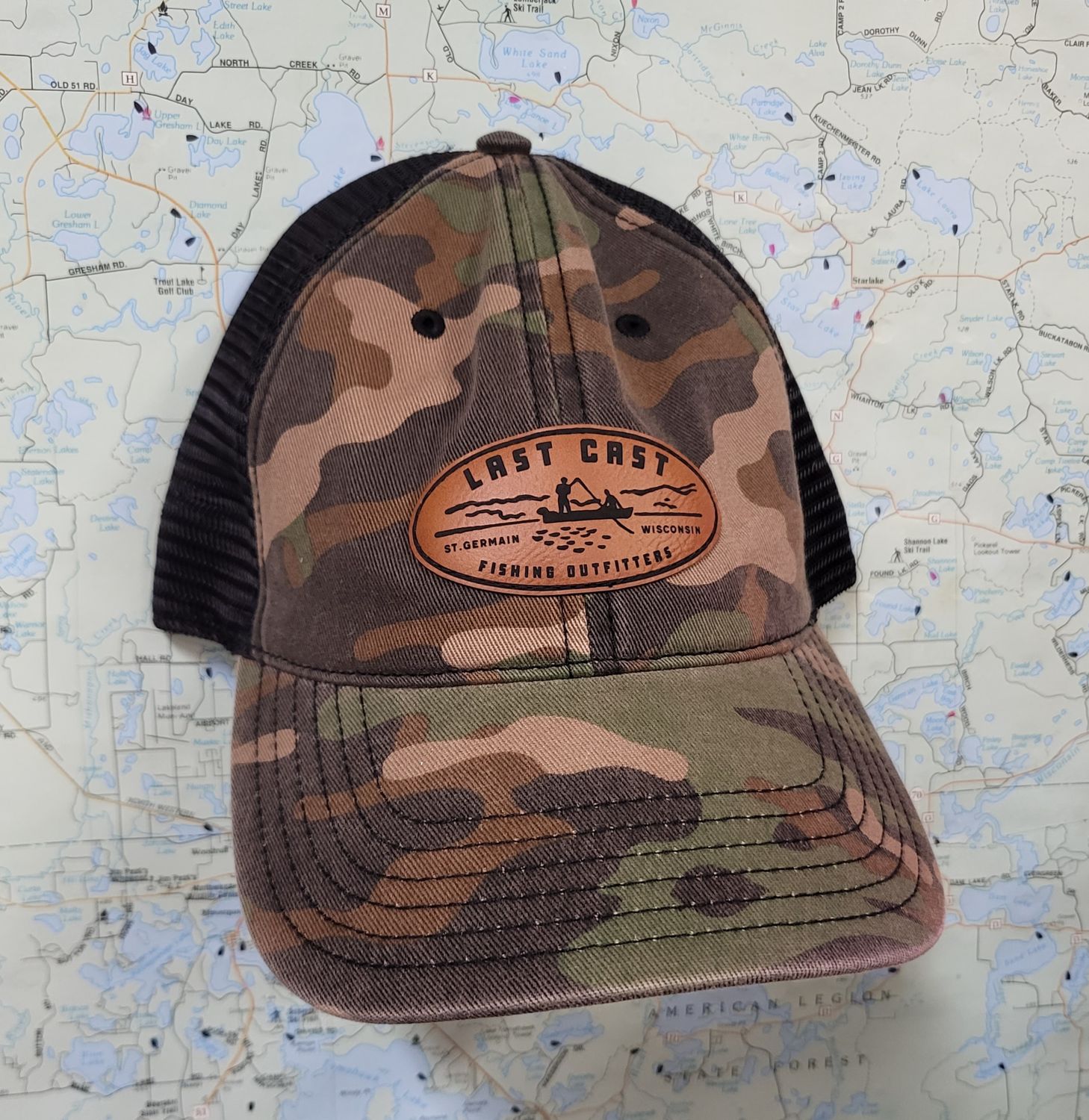 Leather Patch Camo/Black Mesh Cap