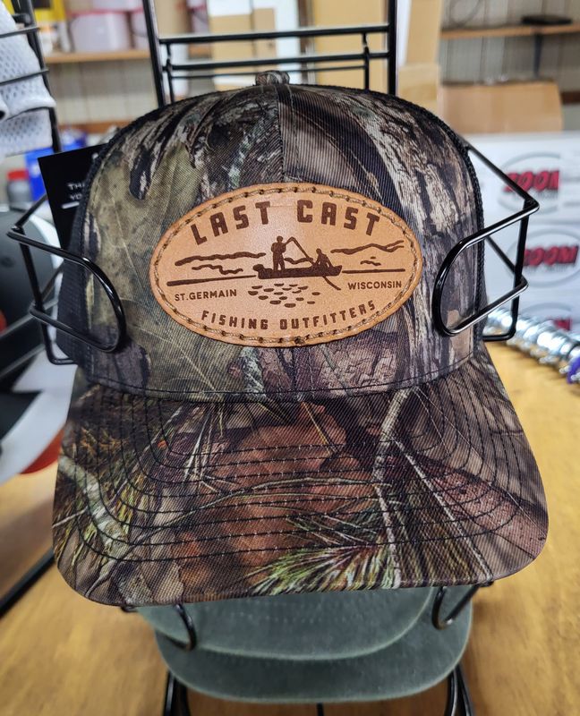 Last Cast Leather Logo Patch Hat Camo/Black Mesh Back