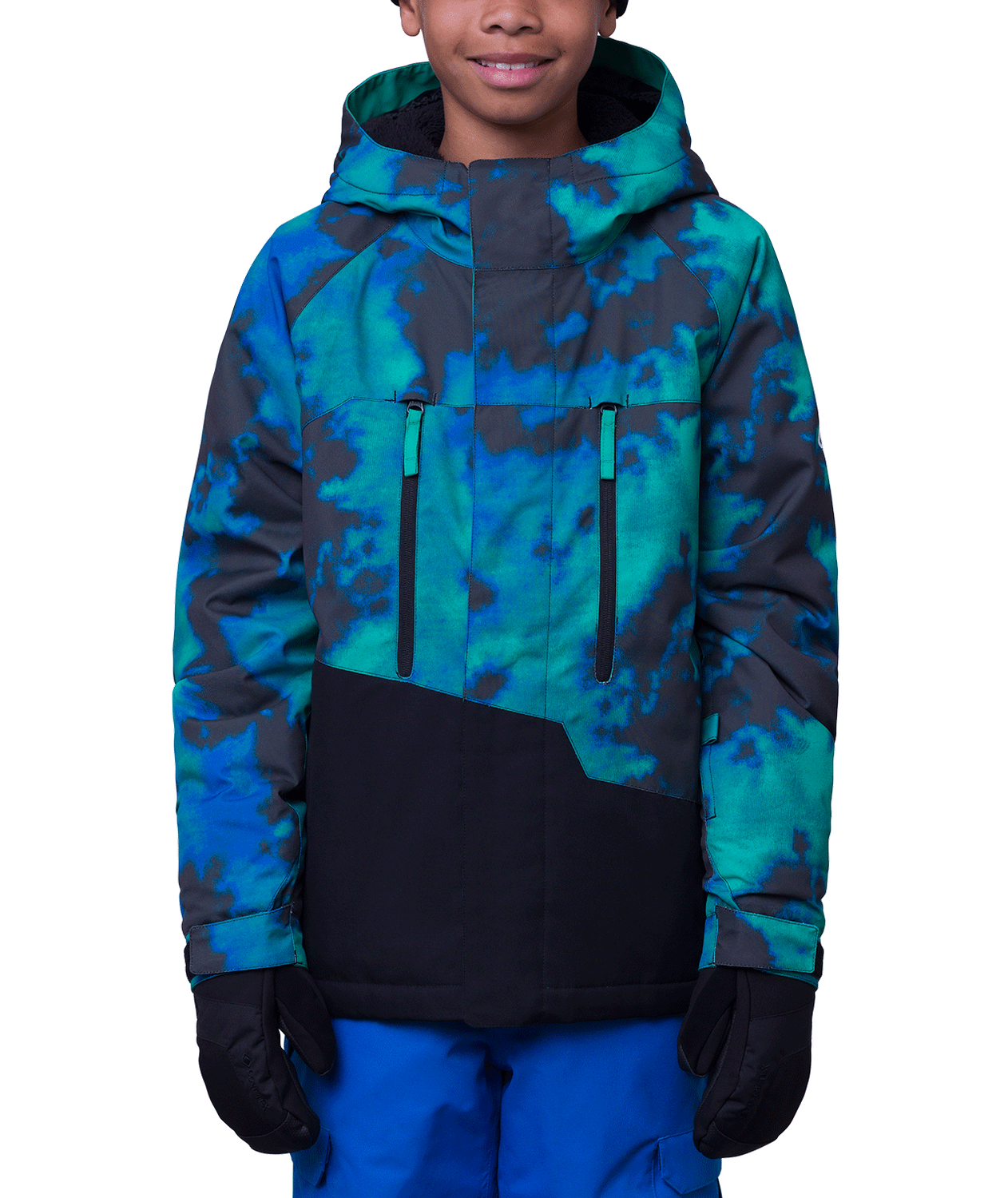 Boys' Geo Insulated Jacket 23/24, Color: Greenery Nebula Colorblock, Size: S