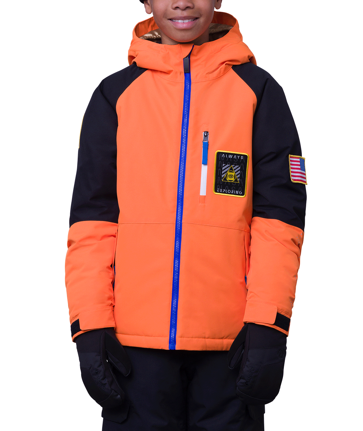 Boys&#39; Exploration Insulated Jacket 23/24, Color: Nasa Orange Black, Size: M