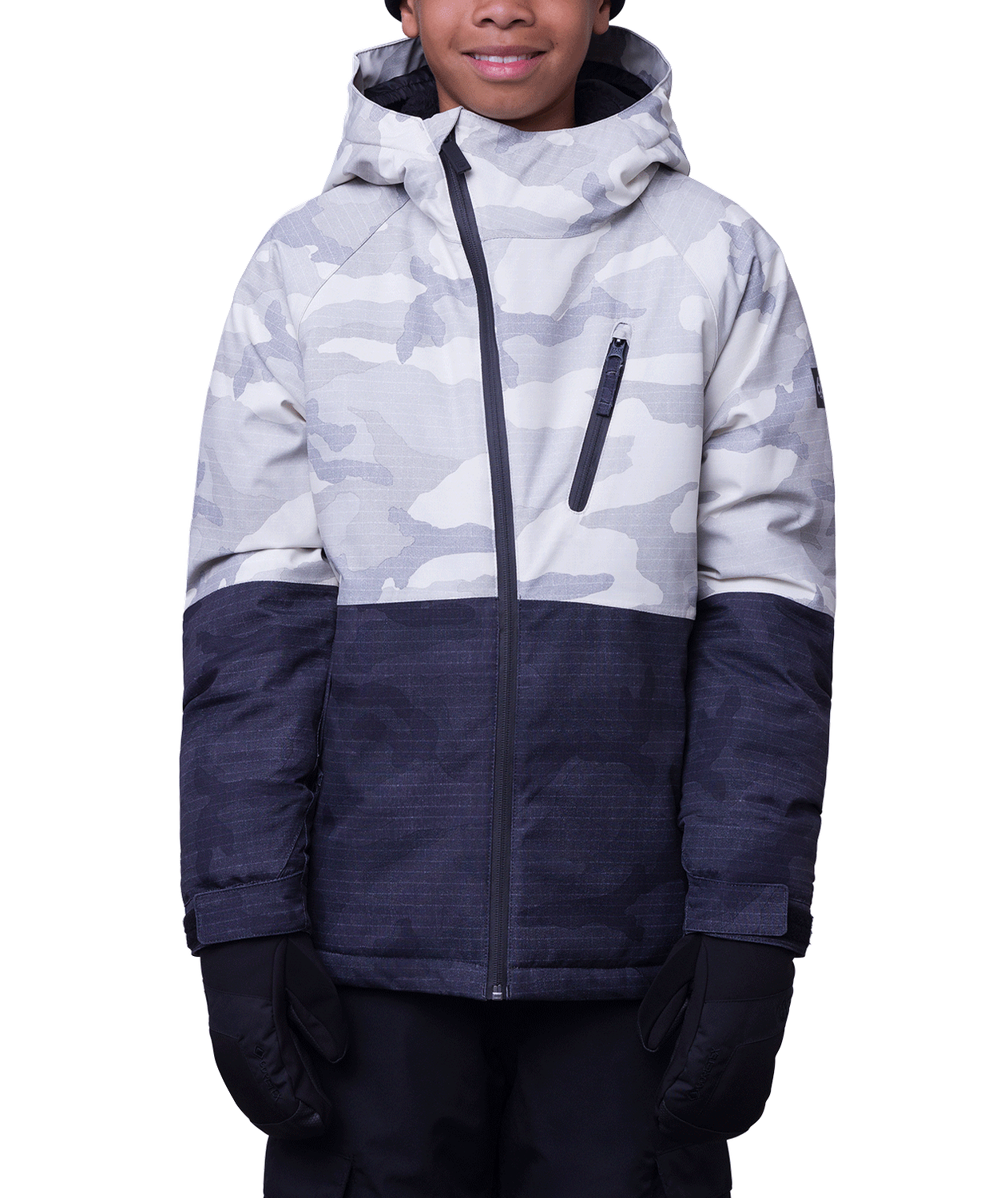 Boys&#39; Hydra Insulated Jacket 23/24, Color: White Camo Clrblk, Size: M