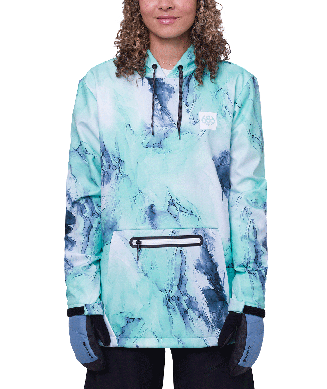 Women&#39;s Waterproof Hoody 23/24, Color: Spearmint Marble, Size: S