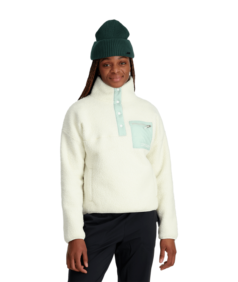 Womens Cloud Fleece Snap Pullover 23/24, Color: Snow, Size: S