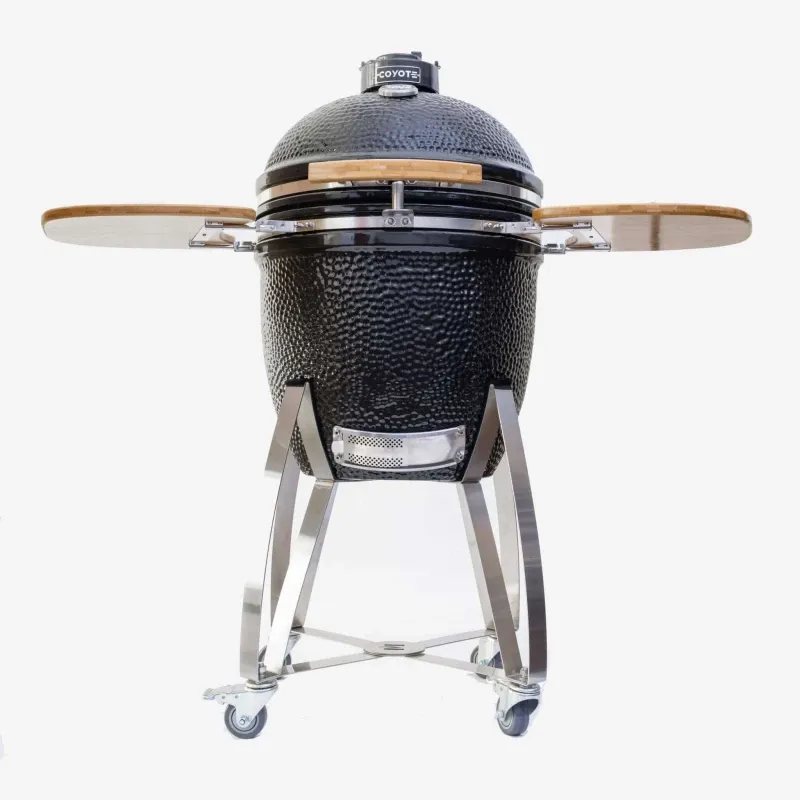 COYOTE c1chcsfs - 22 Inch Asado Smoker with Stainless Steel Smoking Grate, Heat Resistant Construction, Adjustable Venting and 254 sq. in. Cooking Area: Smoker with Cart and Side Shelves