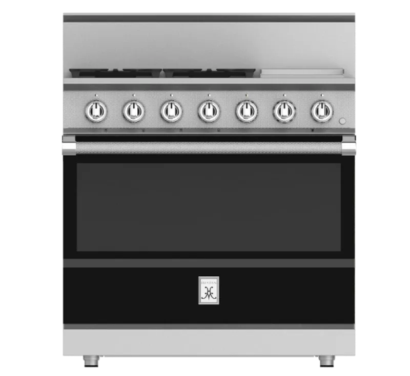 Hestan KRG365NGBK 36 Inch Freestanding Professional Gas Range with Dual-Flow Burner System, Heavy-Duty Cast-Iron Grates, CircuFlame™, PureVection™ Technology,