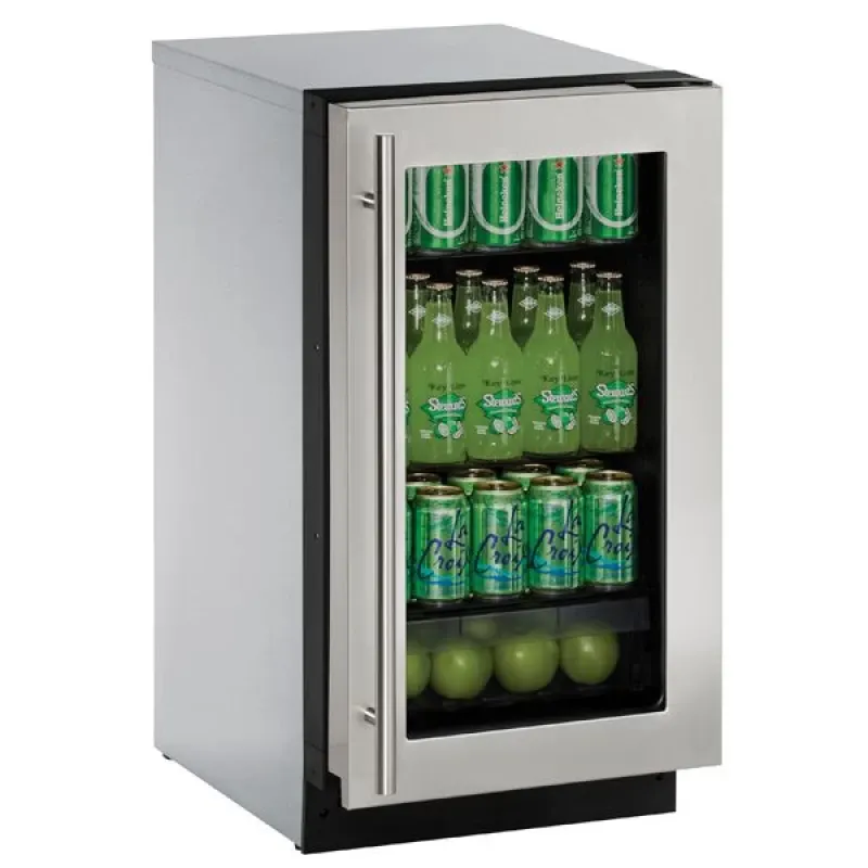 U-Line 2218RGLS-00B UL-REFRIGERATOR 18&quot;  STAINLESS GLASS