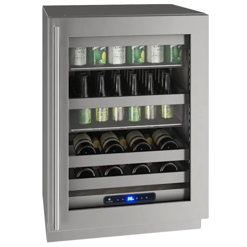 24 Inch Beverage Center with LED Lighting, 19 Adjustable Positions, Holds Up to 14 Wine Bottles and 68 Bottles, Star-K Certified, and Stainless Steel Interior: Stainless Steel, Field Reversible