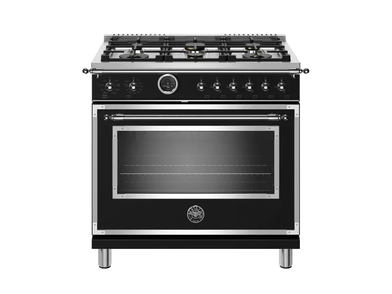 BERTAZZONI HERT366DFSNET 36 Inch Freestanding Dual-Fuel Range with 6 Monobloc Brass Burners, 5.7 Cu. Ft. Oven Capacity