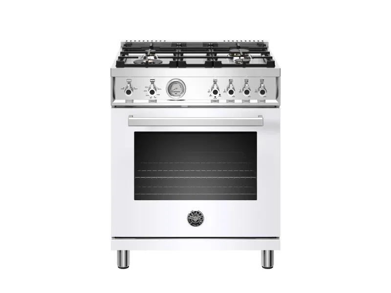 BERTAZZONI PROF304GASBIT 30 Inch Freestanding Professional Gas Range with 4 Sealed Burners, 4.7 Cu. Ft. Oven Capacity, Continuous Grates, Elegant Temperature Gauge, Smooth-Glide Telescopic Rack, 19000