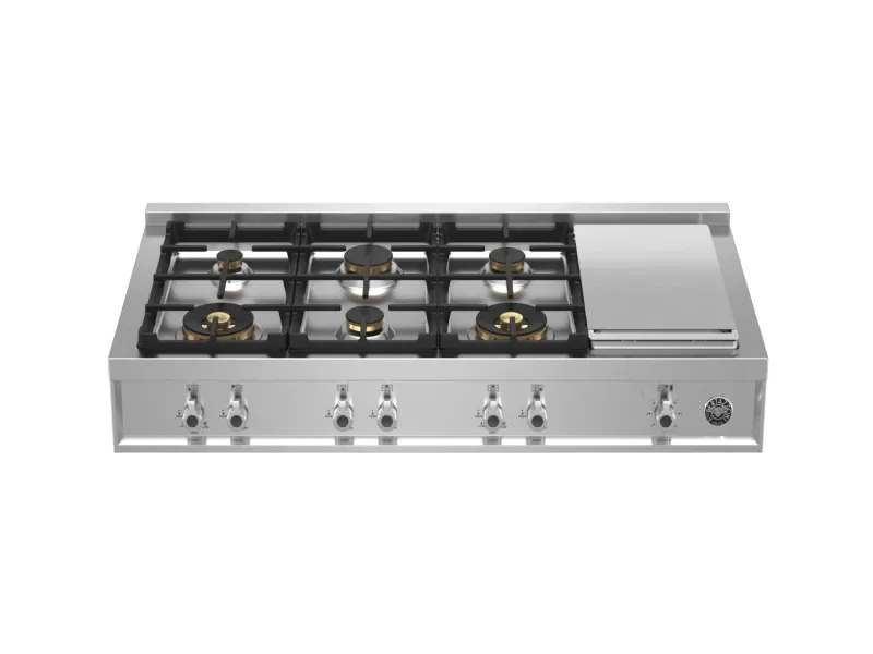 48" Gas Rangetop 6 Brass Burners + Griddle